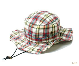野外フェス ハット アドベンチャー UVケア メンズ レディース ユニセックス コットン チェック柄 帽子 フリーサイズ CM217 Bebro（ビブロ）
