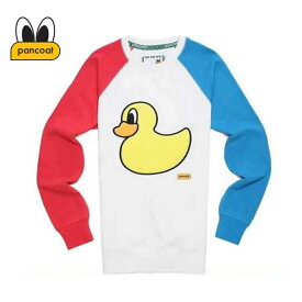 【正規品】PANCOAT パンコート キャラクター トレーナー 長袖 POPDUCK CREWNECK WHITE クルーネック Tシャツ 長袖 トレーナー スウェット メンズ レディース MTM Tシャツ カジュアル ロングスリーブ 男性用 女性用 ユニセックス トップス NEW! 送料無料