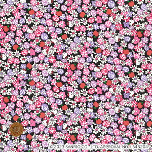 【LIBERTY FABRICS】 ハローキティ タナローン Apple Picking アップルピッキング 黒 dc33497-j24a リバティ・ファブリックス