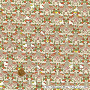 【LIBERTY FABRICS】 ハローキティ タナローン Strawberry Day ストロベリー・デイ グレー dc34427-J24b リバティ・ファブリックス