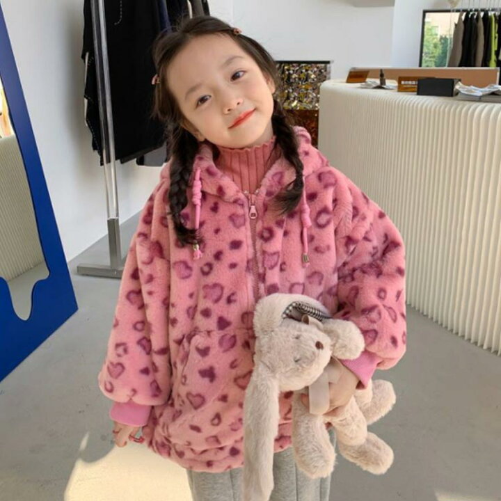 楽天市場】ヒョウ柄 ジャケット もこもこ 豹柄 子供服 ピンク ボア 