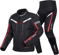 バイク用ジャケットパンツ ライダースジャケット上下セット ライディングジャケット 春夏秋冬ジャケット オールシーズン用 プロテクター標準装備 4シーズン用 バイクジャケットブルゾンダブルライダース 通気性良い MLXLXXL 両肩、両肘、背中部分プロテクター