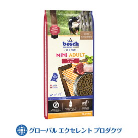 【正規輸入品】犬用 ミニアダルトラム＆ライス(小粒) 9kg(3kg×3個)ボッシュ ハイプレミアム ドッグフード 通常活動レベルの小型成犬用総合栄養食(10ヶ月以上)賞味期限：2026.07.09