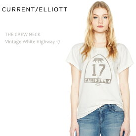 【SALE】CURRENT ELLIOTT（カレントエリオット）THE CREW NECK Vintage White Highway 17Tシャツ/グラフィックプリント