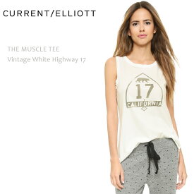 【SALE】CURRENT ELLIOTT（カレントエリオット）THE MUSCLE TEE Vintage White Highway 17Tシャツ/タンク/グラフィックプリント