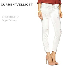【SALE】Current Elliott（カレントエリオット）THE STILETTO Sugar Destroyクロップスキニー/ホワイトデニム/ダメージデニム