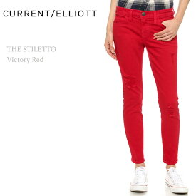 【SALE】Current Elliott（カレントエリオット）THE STILETTO Victory Redクロップドスキニー/スキニー/カラーデニム