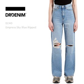 【SALE】DR DENIM（ドクターデニム）ECHO Sky High Wide Leg Empress Sky Blue Ripped ジーンズ レディース ストレート ワイド ワイドパンツ ストレートデニム レディースジーンズ ダメージデニム ドクターデニム