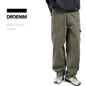 【SALE】DR DENIM ドクターデニム KOBE CARGO Trousers Thyme カーゴパンツ ワイドパンツ ストレート トラウザー ワイド パンツ メンズ カーキ アーミーグリーン dr denim