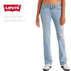 Levi's リーバイス SUPERLOW BOOT Light Indigo Worn In ローライズ ブーツカットリーバイス レディース ブーツカット usa 米国モデル デニム ダメージ ジーンズ パンツ levis levi's LEVIS
