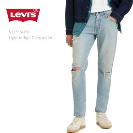 LEVI'S FLEX リーバイス 511 Slim Light Indigo Destructedリーバイス 511 usa メンズ 米国モデル スリム ストレート ダメージデニム テーパード メンズデニム