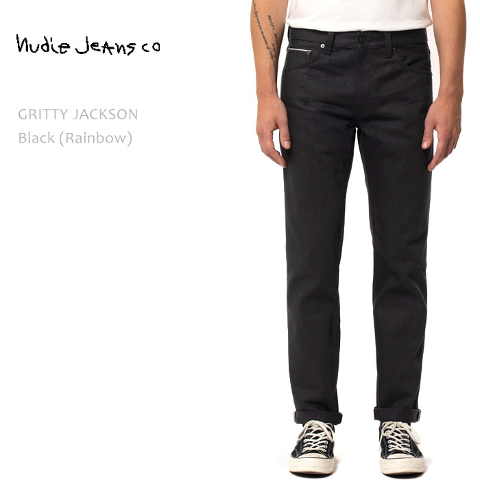 NUDIE JEANS ヌーディージーンズ GRITTY JACKSON Blackヌーディージーンズ グリッティジャクソン レギュラーストレート  ブラックレインボー ジーンズ メンズデニム デニムパンツ nudie jeans co | ＢＬＵＥ　ＡＤＤＩＣＴ