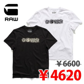 ジースター ロウ【G-STAR RAW】D24363-C506 DISTRESSED LOGO T-SHIRT Tシャツ 半袖 ロゴ トップス TEE メンズ ホワイト ブラック シンプル【ネコポス発送】