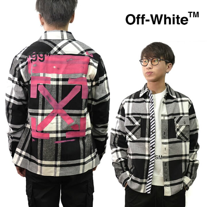 楽天市場】オフホワイト【Off-White】 正規品 STENCIL FLANNEL SHIRT  