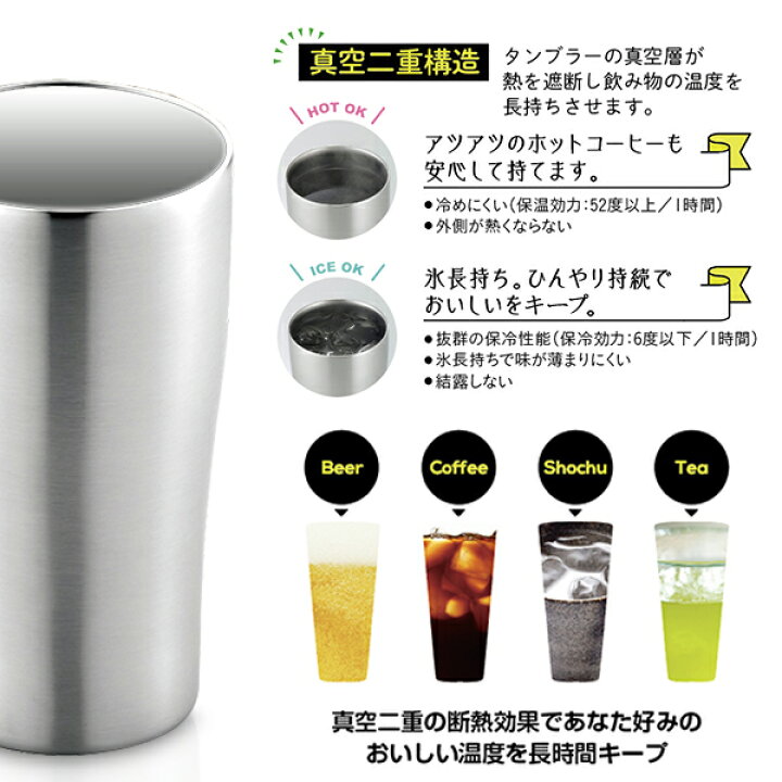 楽天市場】ステンレスタンブラー 490ml 保温 保冷 タンブラー 温度を ステンレスグラス