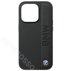 BMW iPhone 14Pro レザー バックカバー BIG LOGO STRIPE ブラック BMHCP14L22RDPK