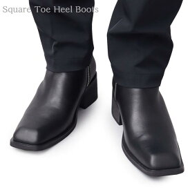 ヒールブーツ メンズ ブラック 黒 サイドジップ ヒール高6.0cm グラベラ glabella スクエアトゥ 男性 紳士 くつ 靴 シューズ 送料無料 GLBB-279