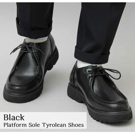 チロリアンシューズ メンズ 厚底 シューズ ブラック 黒 ラウンドトゥ カジュアル ビジネスシューズ 革靴 glabella グラベラ 男性 紳士 靴 くつ 送料無料 GLBT-204