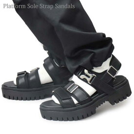 スポーツサンダル メンズ ストラップサンダル ブラック 黒 グラベラ glabella 靴 くつ シューズ PLATFORM SOLE STRAP SANDALS 男性 紳士 送料無料 GLBT-286