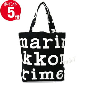 《ポイント5倍_30日23:59迄》マリメッコ トートバッグ marimekko レディース Marilogo マリロゴ キャンバストート ブラック×ホワイト 047312 911 | ブランド