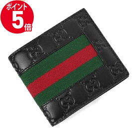 《ポイント5倍＆クーポン_2日23:59迄》グッチ 二つ折り財布 GUCCI 財布 メンズ ウェブライン 札入れ ブラック 408827 CWCLN 1060 | ブランド