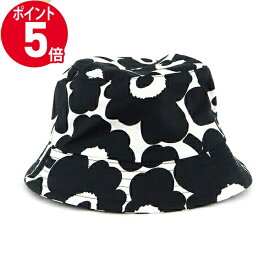 《ポイント5倍＆クーポン_2日23:59迄》マリメッコ 帽子 marimekko レディース ピエニ ウニッコ Pieni Unikko バケットハット 花柄 S/M/L ホワイト×ブラック 090693 190 | ブランド