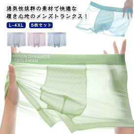 5枚セット ボクサーパンツ メンズ 下着 アイスシルク素材 接触冷感 トランクス 男性用 春夏秋 ひんやり 通気 速乾 おしゃれ パンツ 下着 ストレッチ 大きいサイズ 無地 肌着