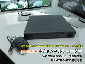 防犯カメラ レコーダー 4チャンネル ブロードウォッチ SEC-REC-4CH ネットワーク対応モデル デジタルビデオレコーダー 4チャンネル録画機 モニター映像4分割 監視カメラ用 防犯カメラ用 遠隔監視