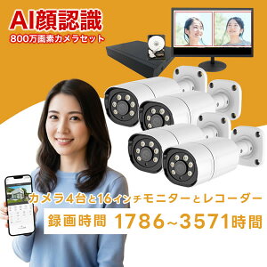 �h�ƃJ���� ���O ��F�� AI�L�� 800����f �J����4�� �I�ׂ�n�[�h�f�B�X�N2TB/4TB�̘^��@�Z�b�g POE���d�� �u���[�h�E�H�b�` NVR�J���� LAN�P�[�u���ڑ� ���R�[�_�[�Z�b�g �Ď��J���� �h�� �h�o 