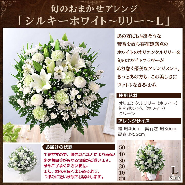 楽天市場 お供え お悔やみ あす楽 14時まで 花 旬のおまかせアレンジメント L 送料無料 供花 仏花 フラワー ギフト メモリアル アレンジ お盆 お彼岸 法要 供養 初盆 命日 お悔み 法事 四十九日 枕花 仏事 弔事 洋風 和風 喪中 見舞い ｂｕｎｂｕｎ ｂｅｅ