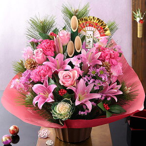 正月飾り 2026 迎春 正月 花 門松 イベントギフトF フラワーアレンジメント 生花 お花 アレンジ お正月 年賀 ギフト 部屋 玄関 竹 置物 おしゃれ 水引 鏡餅 メッセージカード 送料無料