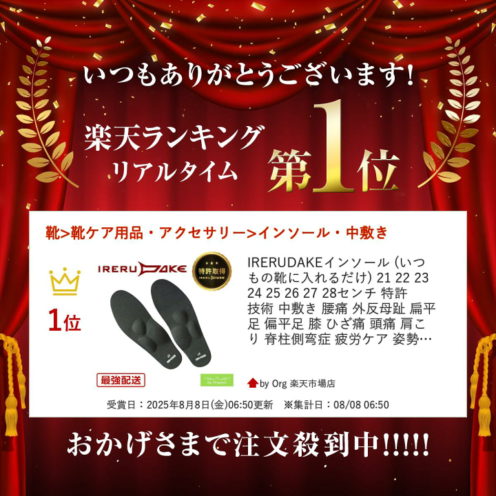 楽天市場】IRERUDAKEインソール (いつもの靴に入れるだけ) 21 22