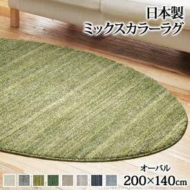 ラグ 洗える 防ダニ ミックスカラーラグ 〔ルーナ〕 オーバル型200x140cm 楕円 1.5畳 防音 防炎 カーペット ラグマット ウォッシャブル 床暖房 ホットカーペット対応 リビング 滑り止め スミノエ 日本製