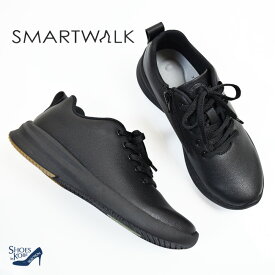 SMART WALK スマートウォーク スニーカー レディース ウォーキング 歩きやすい 疲れにくい 指圧 足ツボ 黒 3cm[FOO-JFC-103]