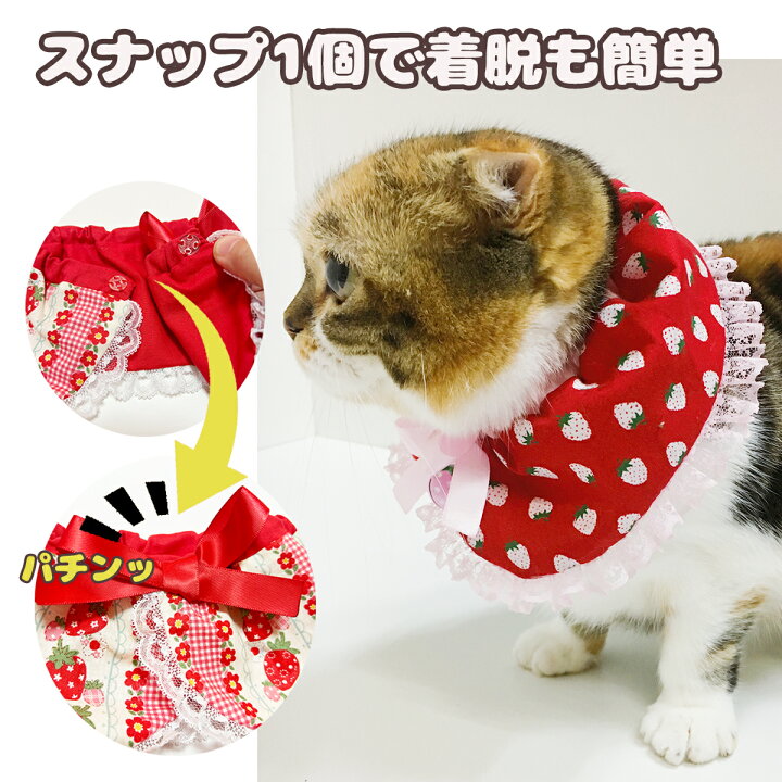楽天市場】【送料無料】手作り 猫 首輪【パッチンケープ 苺 さくらんぼ  
