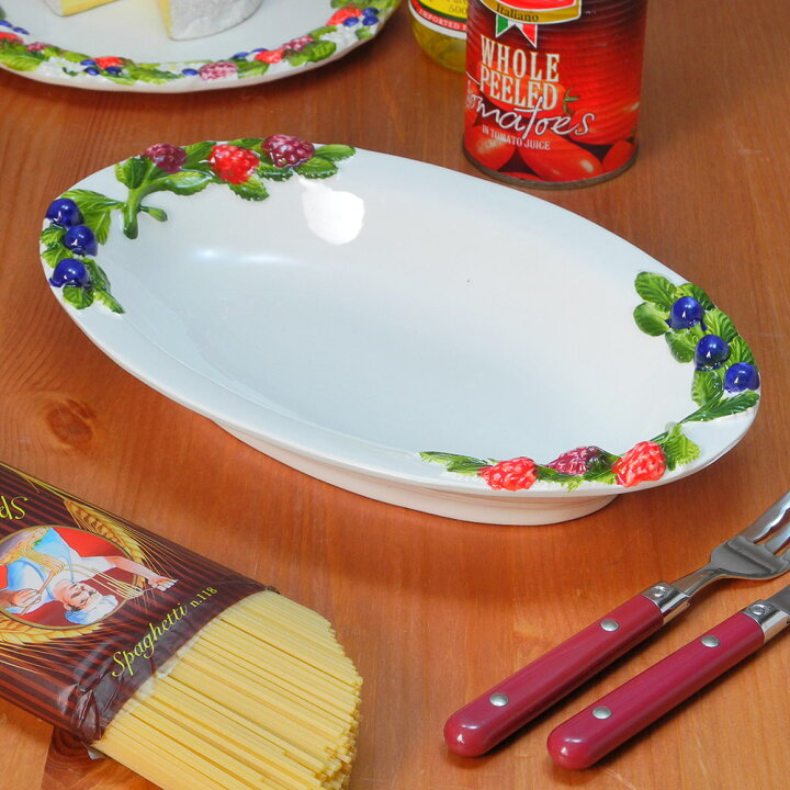 楽天市場】イタリア製 パスタプレート 陶器製 フルーツ柄 オーバル皿 