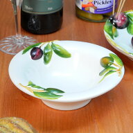 イタリア製 デザートボウル 16cm オリーブ柄 食器 陶器製 ヨーロッパ 小鉢 アイスクリーム グリーンオリ…