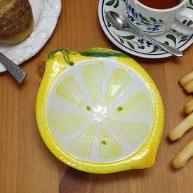 イタリア製 レモン柄 デザートボウル サラダボウル 白 黄 ハンドペイント 食器 ギフト 18cm 鉢 カラフル 小鉢 ヨーロッパ 陶器 洋食器 テーブルウェア 南欧 皿 黄色 europe_plum bre-1272le