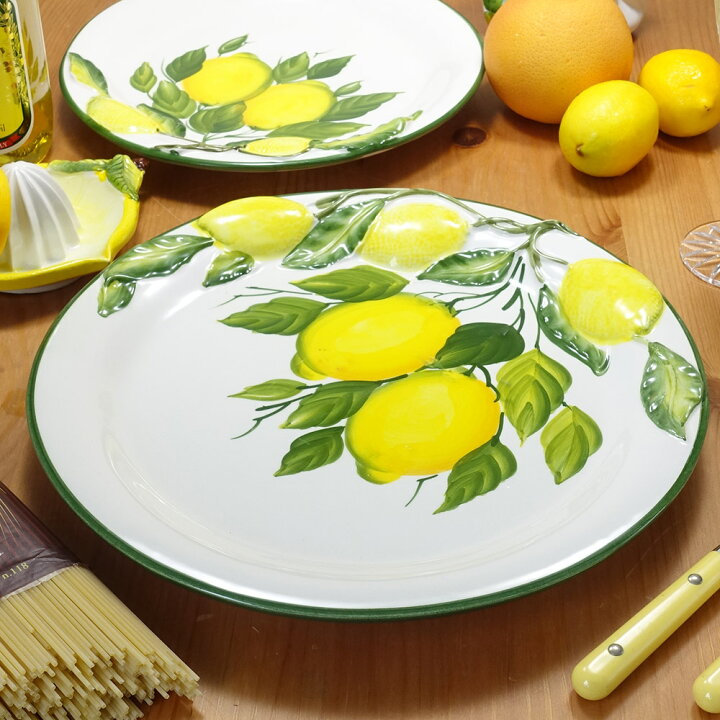 楽天市場】イタリア製 レモン柄 食器 陶器製 ディナープレート 黄色 