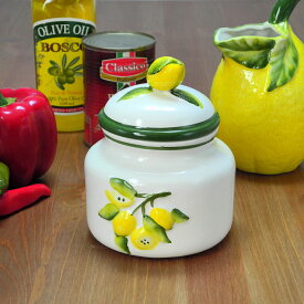 イタリア製 食器 陶器製 レモン キャニスター ポット 蓋つき 保存容器 調味料ポット LEMON ストッカー キーパー bre-845le