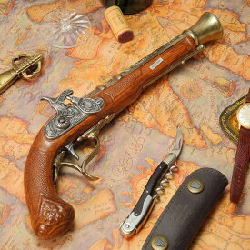 スペイン製 パーカッションロック式 中世 古式銃 ヨーロッパ アンティーク風 西洋武具 レプリカ ピストル ゴールドバレル 合金製 モデルガン 拳銃 35cm sko-1111br