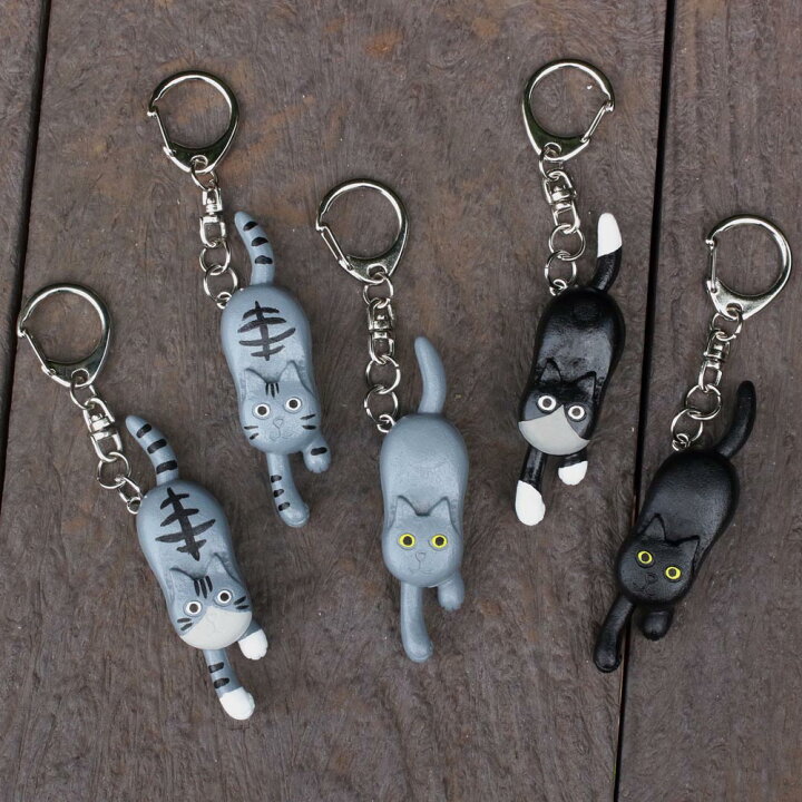 楽天市場】猫のキーホルダー お手手とシッポが動く T