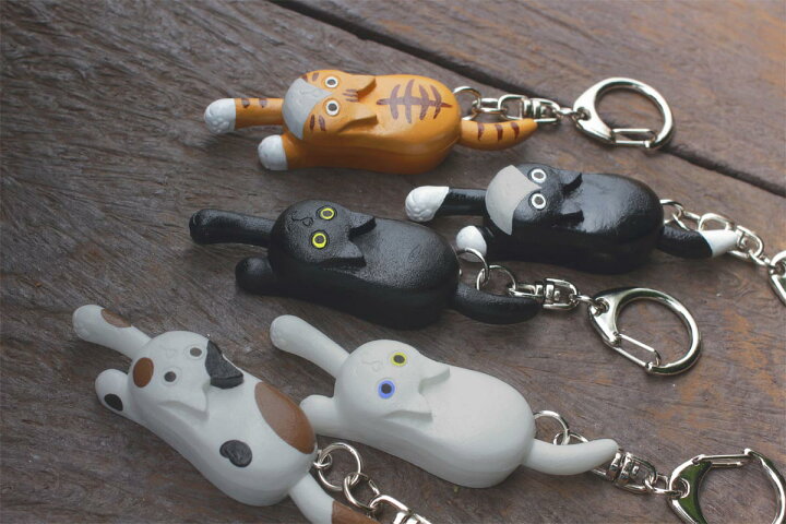 楽天市場】猫のキーホルダー お手手とシッポが動く T