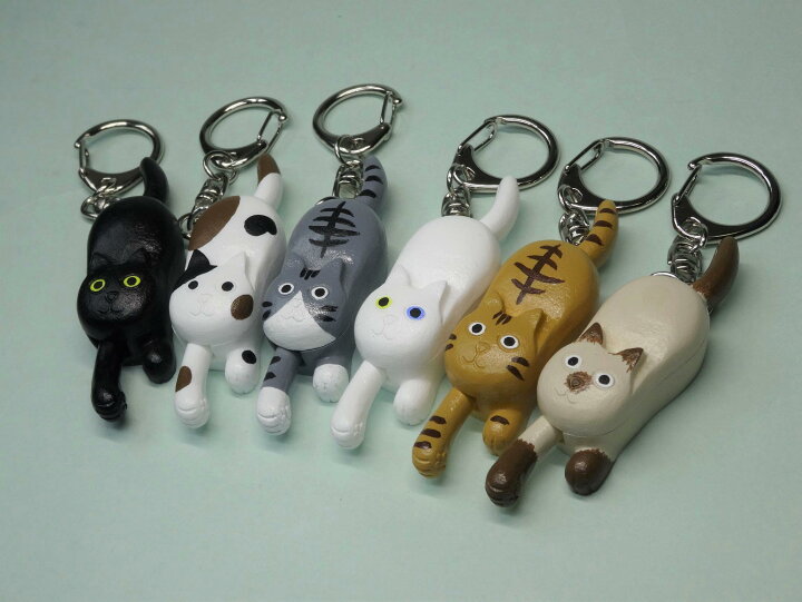 楽天市場】猫のキーホルダー お手手とシッポが動く T