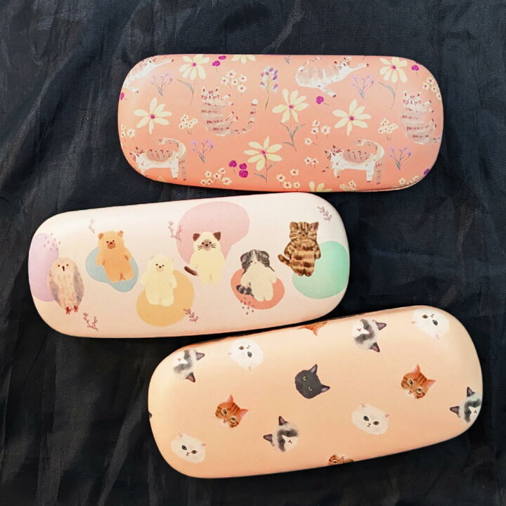 楽天市場】【送料無料】猫のメガネケース スリム ピンク ハード メガネ 