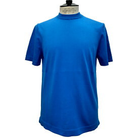 【セール50】AIDA BARNI（アイダバルニ）イタリア製 半袖 ニットTシャツ メンズ AN213001-80 ブルー 無地 綿