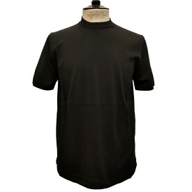 【新入荷】AIDA BARNI（アイダバルニ）イタリア製 半袖 ニットTシャツ メンズ AN413002-99 ブラック 無地 綿100% 黒