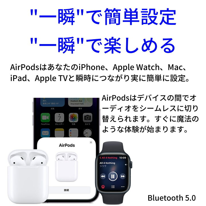楽天市場】Apple AirPods 第2世代 MV7N2J/A iPhone対応 Siri連携 両耳  