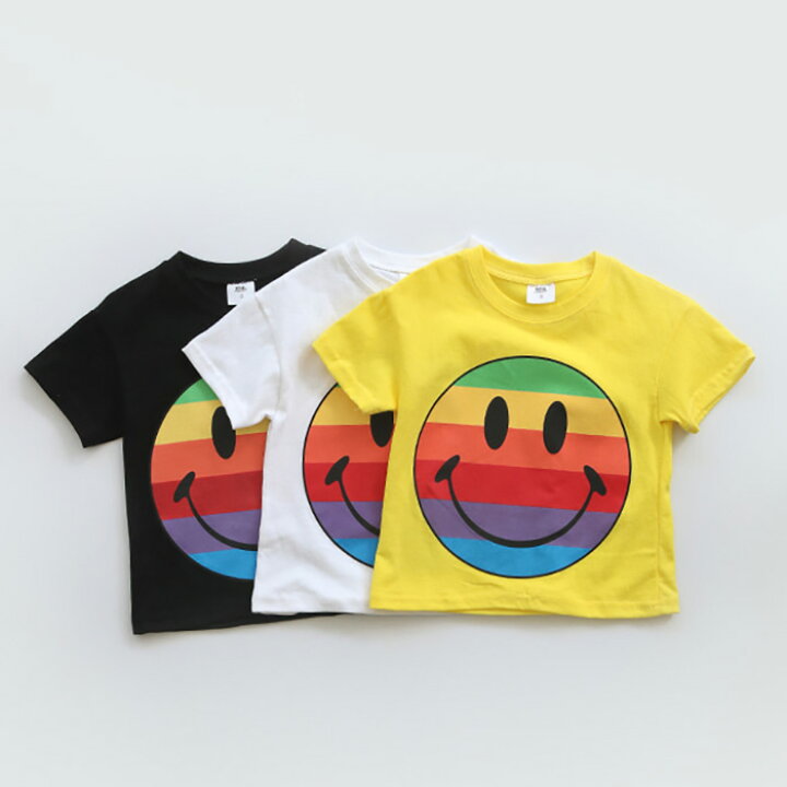 楽天市場】韓国子供服 半袖Tシャツ SMILE スマイル カラフル 