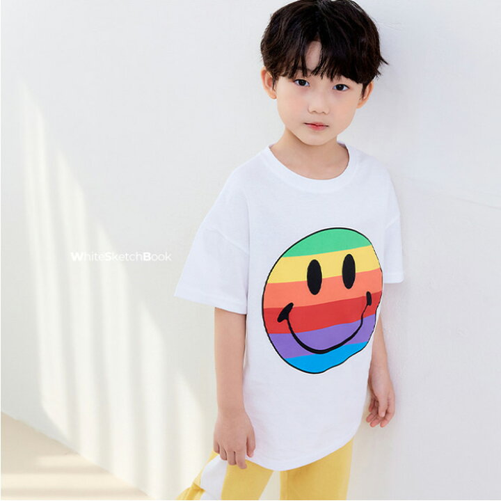 楽天市場】韓国子供服 半袖Tシャツ SMILE スマイル カラフル 